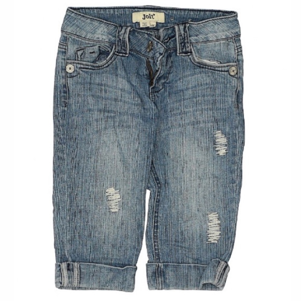Jolt Boho Bermuda Style Jean Shorts Distressed Size 10 EUC